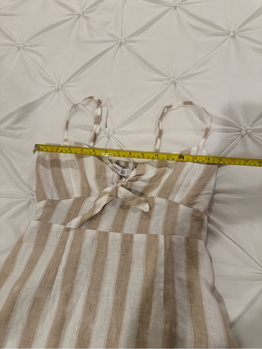 Faithfull the Brand Fiscardo Linen Striped Tie Front Midi Dress M/6 - Picture 12 of 16
